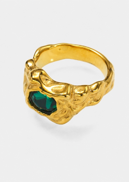 Ring Solenne Green – 18k gullbelagt