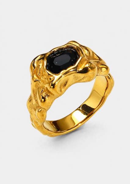 Ring Solenne Black – 18k gullbelagt