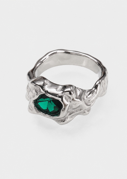 Ring Solenne Green – Sølvbelagt