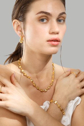 Øredobber Chunky Link – 18k Gullbelagte