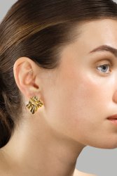 Øredobb Golden Ripple Studs - 18k Gullbelagt