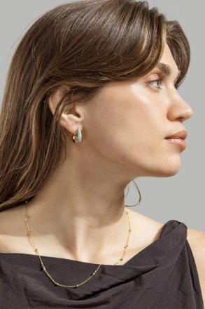 Øredobb Turquoise Crystal Bold Hoops - 18k Gullbelagt