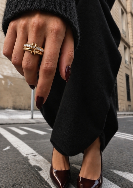 Ring Stacked Crystal - 18k gullbelagt