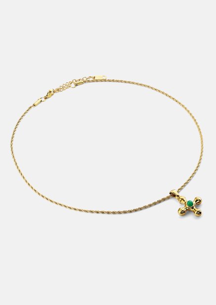 Emerald Cross Green Halskjede – 18k Gullbelagt