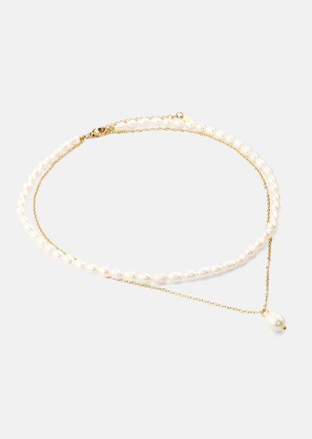 Halskjede Duo Pearl & Gold - 18k Gold Plated