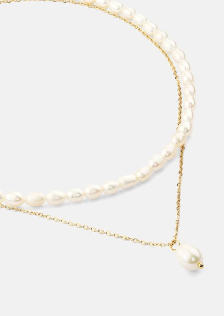 Halskjede Duo Pearl & Gold - 18k Gullbelagt