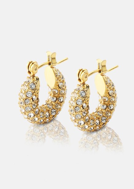 Chunky Pearl Hoop Earrings - 18k Gold Plated