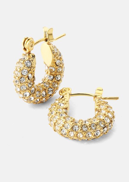 Chunky Pearl Hoop Earrings - 18k Gullbelagte