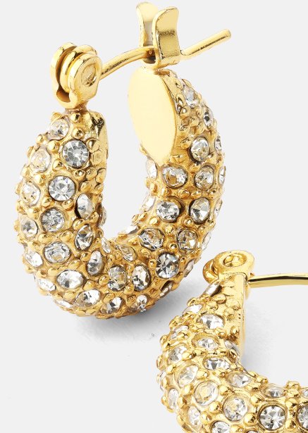 Chunky Pearl Hoop Earrings - 18k Gullbelagte
