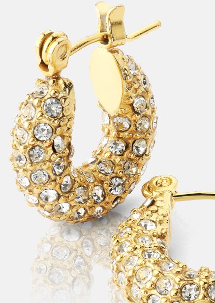 Chunky Pearl Hoop Earrings - 18k Gullbelagte