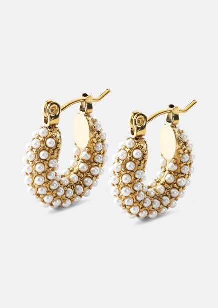 Chunky Pearl Hoop Ørepynt - 18k Gullbelagt