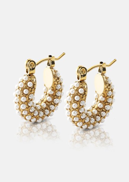 Chunky Pearl Hoop Ørepynt - 18k Gold Plated