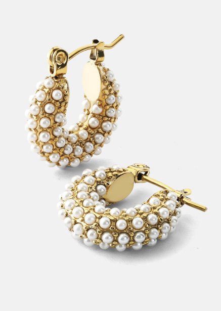 Chunky Pearl Hoop Ørepynt - 18k Gullbelagt