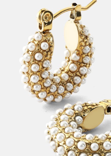 Chunky Pearl Hoop Ørepynt - 18k Gullbelagt