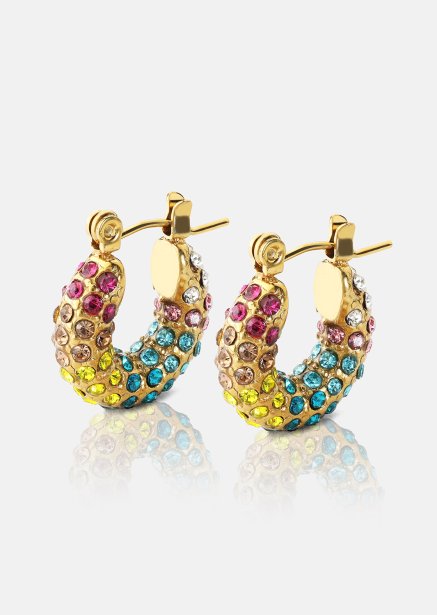 Colored Pearl Hoop Ørepynt - 18k Gold Plated