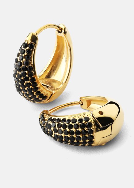 Øredobb Dark Crystal Hoop - 18k Gullbelagt