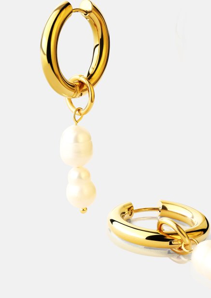 Øredobb Pearl Duo Drop - 18k Gullbelagt