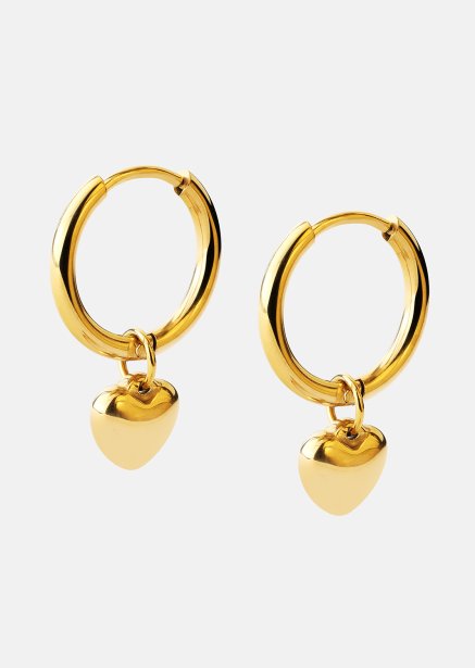 Ørepynt Heart Hug Hoops - 18k Gullbelagt