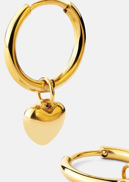 Ørepynt Heart Hug Hoops - 18k Gullbelagt