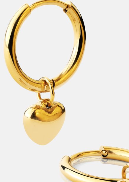 Ørepynt Heart Hug Hoops - 18k Gullbelagt