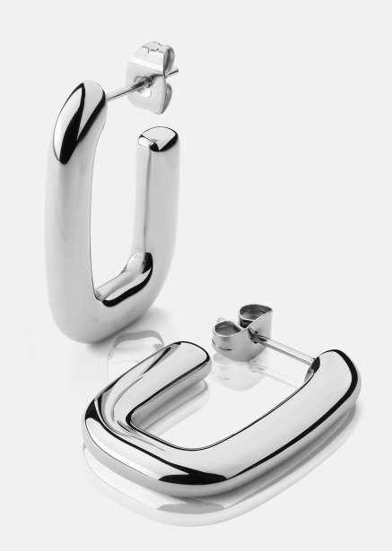 Øredobb Chunky Rectangle - Steel