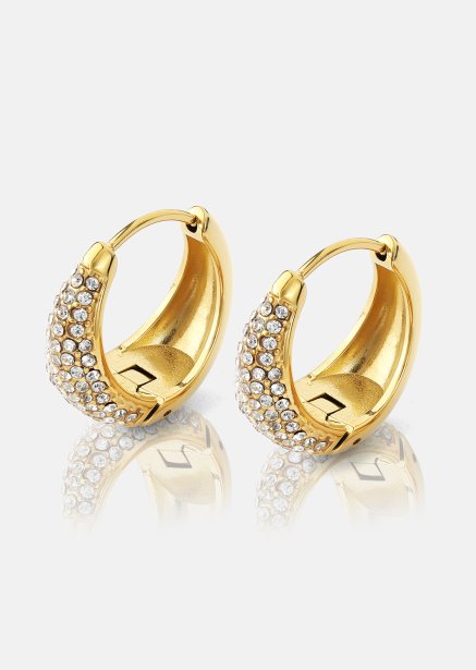 Øredobb White Crystal Hoop - 18k Gold Plated