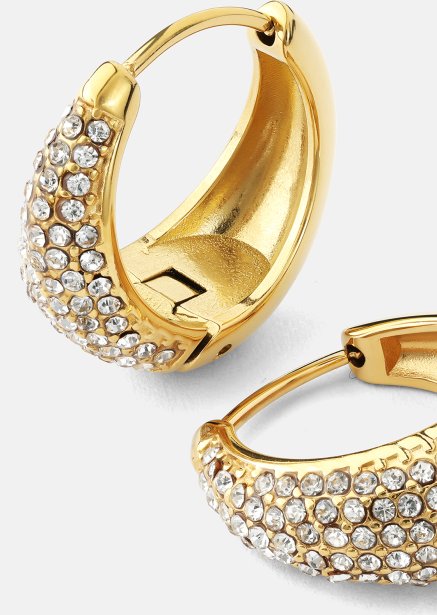 Øredobb White Crystal Bold Hoops - 18k Gullbelagt
