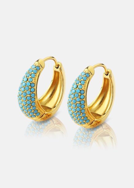 Øredobb Turquoise Crystal Bold Hoops - 18k Gullbelagt