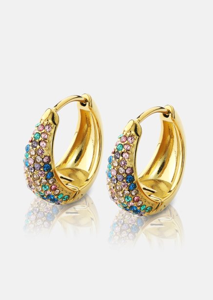 Øredobb Multicolor Crystal Bold Hoops - 18k Gold Plated