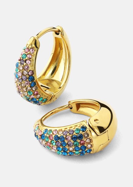 Øredobb Multicolor Crystal Bold Hoops - 18k Gullbelagt