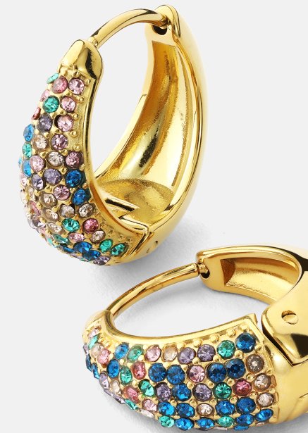 Øredobb Multicolor Crystal Bold Hoops - 18k Gullbelagt