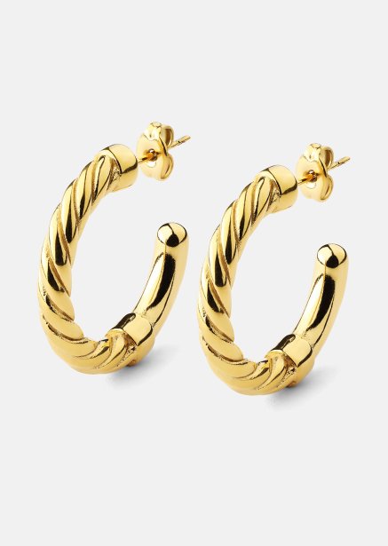 Øredobber Twistade Hoops – 18k Gullbelagte
