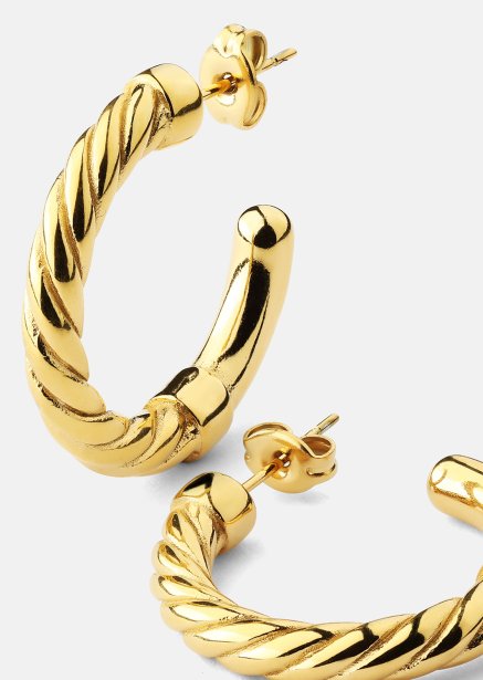 Øredobber Twistade Hoops – 18k Gullbelagte