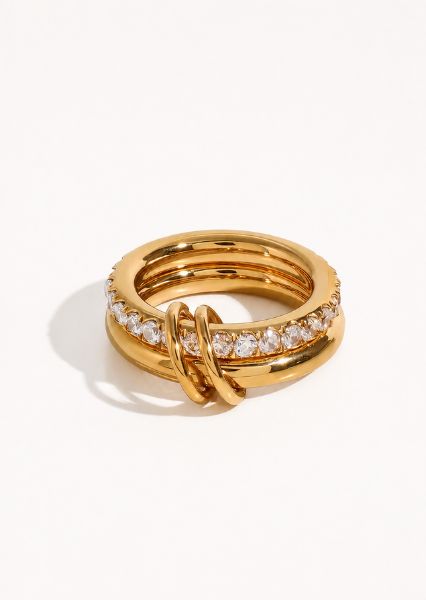 Ring Stacked Crystal - 18k gullbelagt