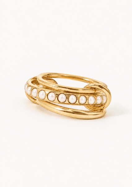 Ring Stacked Pearl - 18k gullbelagt