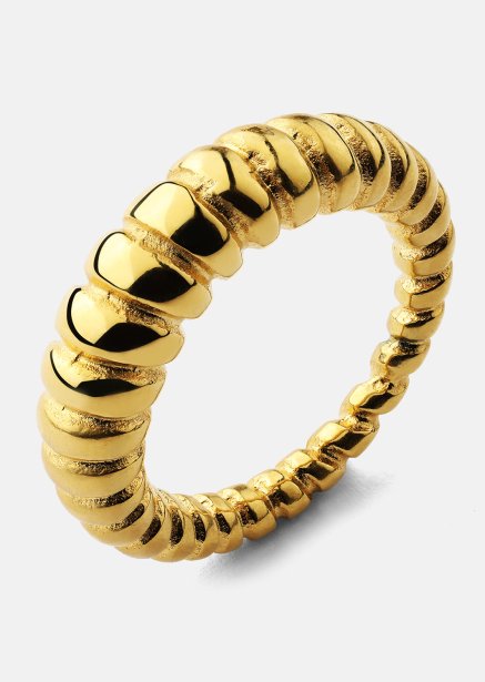 Ring Bold Ribbed - 18k gullbelagt