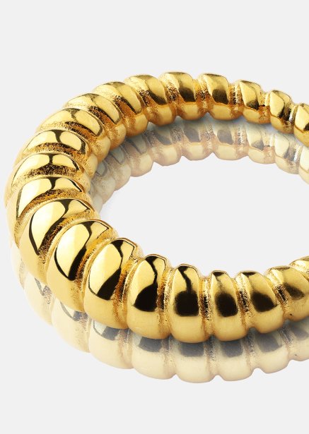 Ring Bold Ribbed - 18k gullbelagt