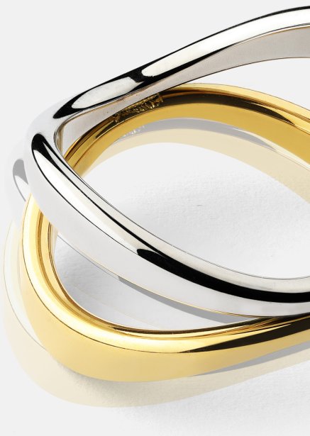 Ring Bicolor Wave - 18k Gullbelagt