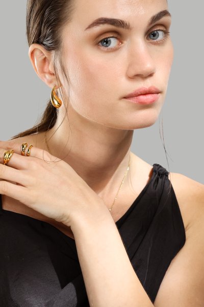  Øredobber Skulpturala Droppar – 18k Gold Plated