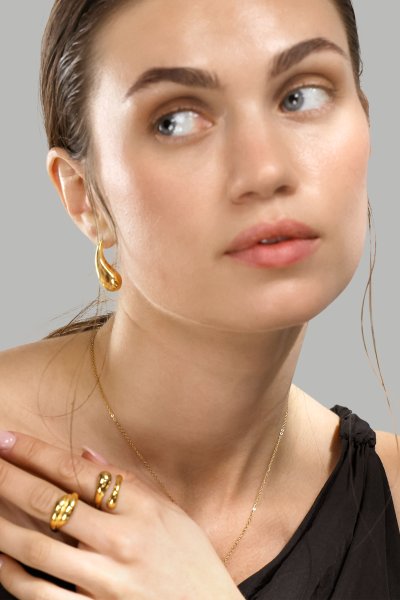  Øredobber Skulpturala Droppar – 18k Gold Plated