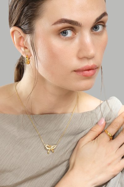 Halskjede Golden Bow - 18k Gullbelagt