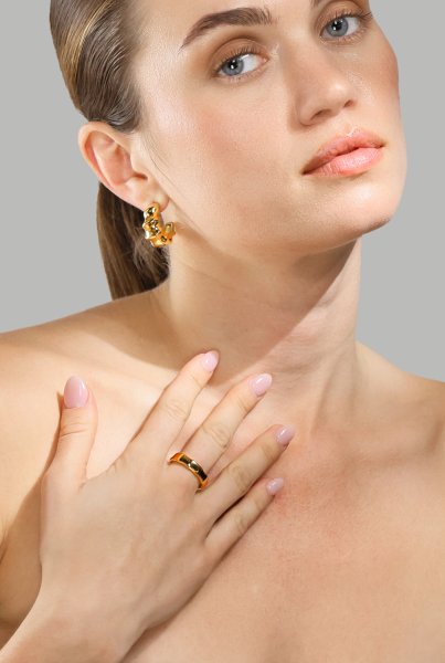 Ring Sculpted Flow - 18k Gullbelagt