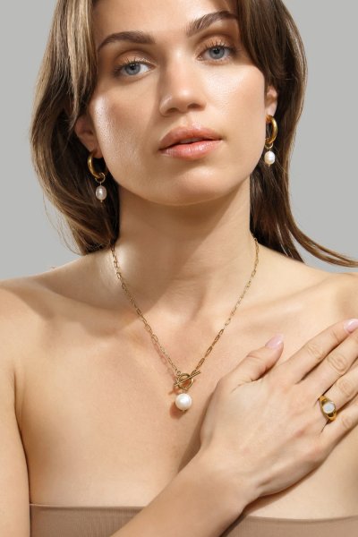 Øredobb Pearl Drop - 18k Gold Plated