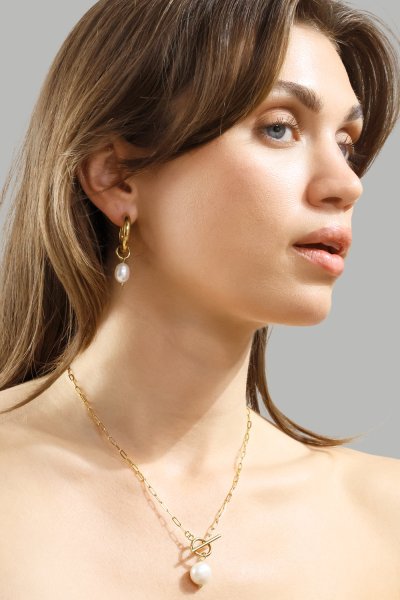 Øredobb Pearl Drop - 18k Gold Plated