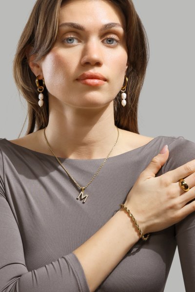 Øredobb Pearl Duo Drop - 18k Gold Plated