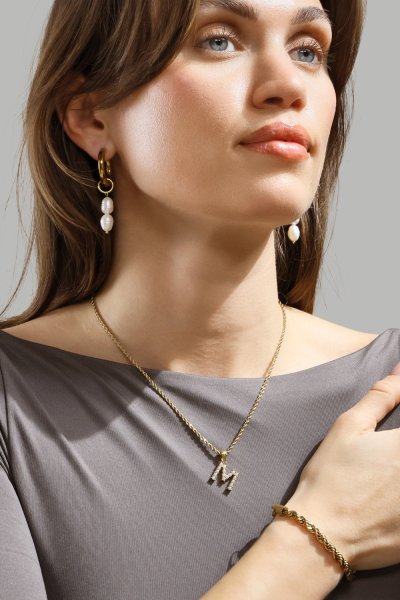 Øredobb Pearl Duo Drop - 18k Gold Plated