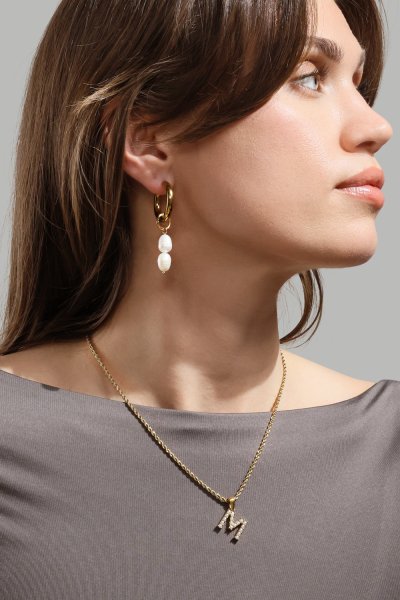 Øredobb Pearl Duo Drop - 18k Gold Plated