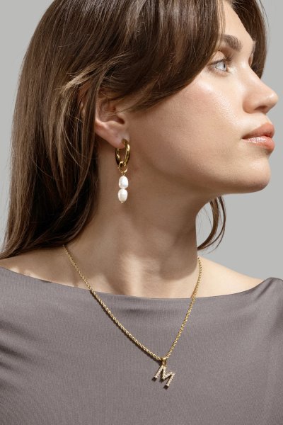 Øredobb Pearl Duo Drop - 18k Gold Plated