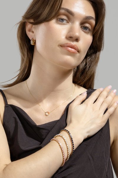 Øredobb Multicolor Crystal Bold Hoops - 18k Gold Plated