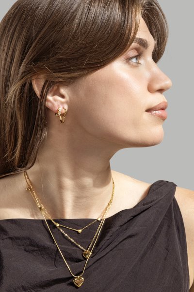 Øredobb Heart Hoops - 18k Gullbelagt